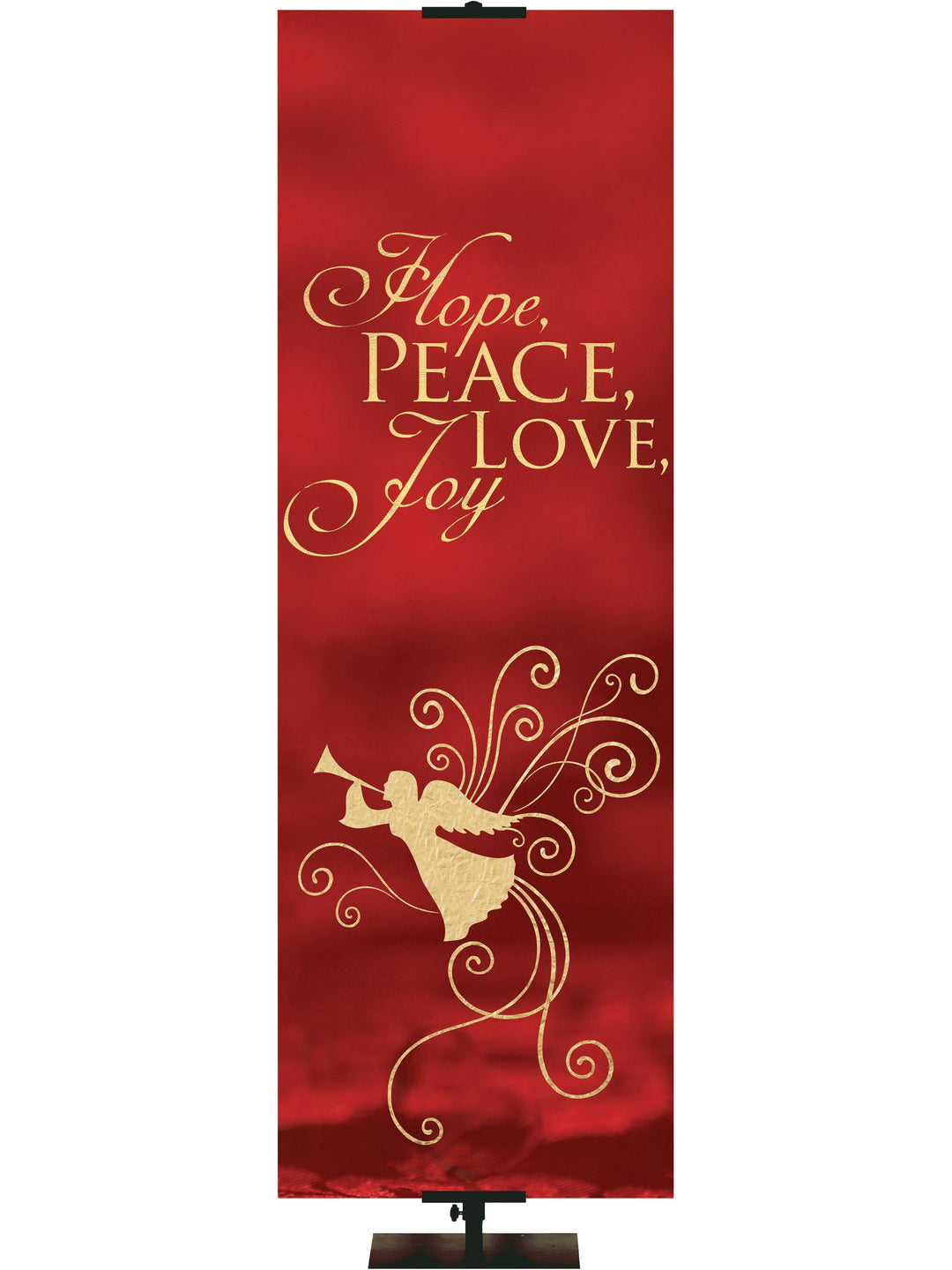 Overstock Advent Foil Hope, Peace, Love, Joy (18 in x 5 ft, Crimson, Pole Hems)