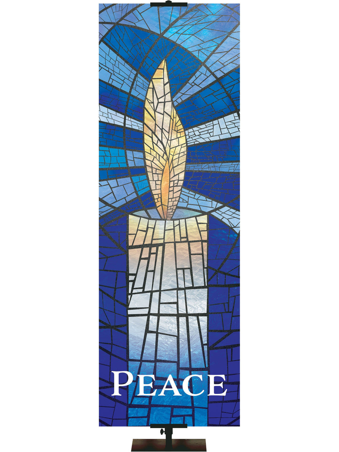  Overstock Stained Glass Advent Candle Peace (2 ft x 6 ft, Blue, Grommets)