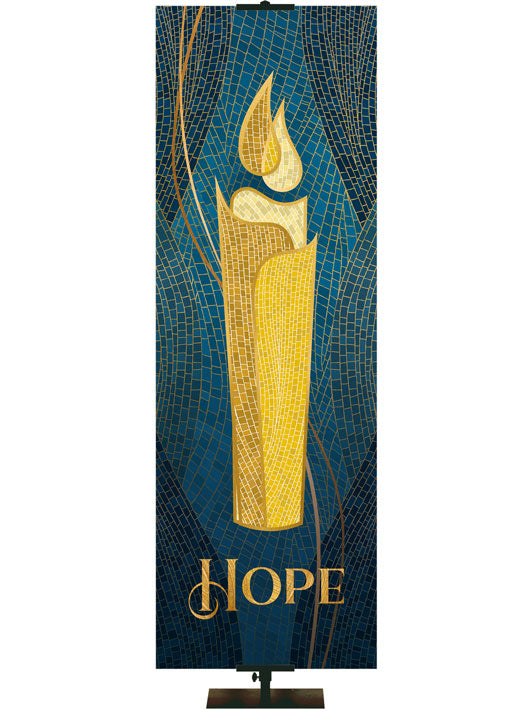 Church Banner for Advent and Christmas Hope Candle Christmas Mosaic Style in Blue and Purple