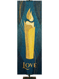 Church Banner for Advent and Christmas Love Candle Christmas Mosaic Design in Blue and Purple