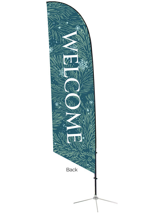 Welcome Evergreen Christmas Angled Feather Flag