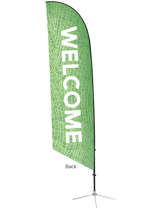 Angled Feather Flag Mosaic Welcome Green