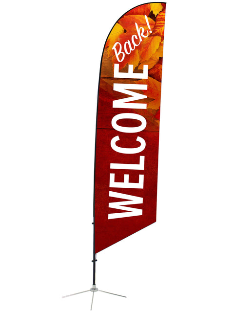 Welcome Back Fall Feather Flag Design 1
