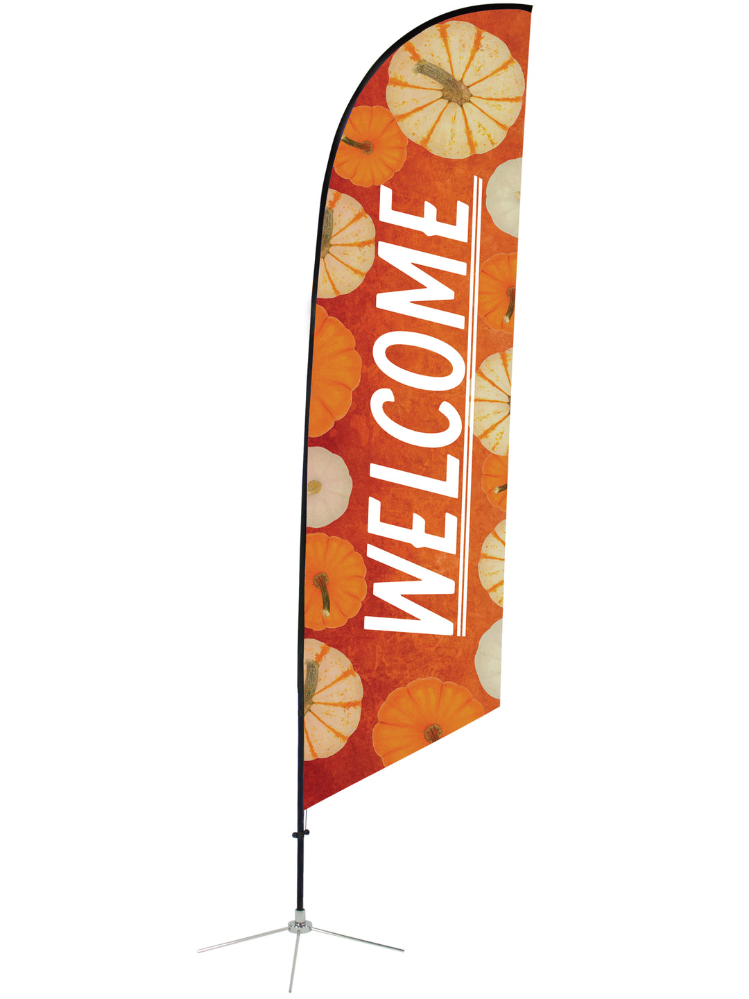 Welcome Angled Feather Flag Fall Design 14. Welcome Feather Banner with Harvest Pumpkins 