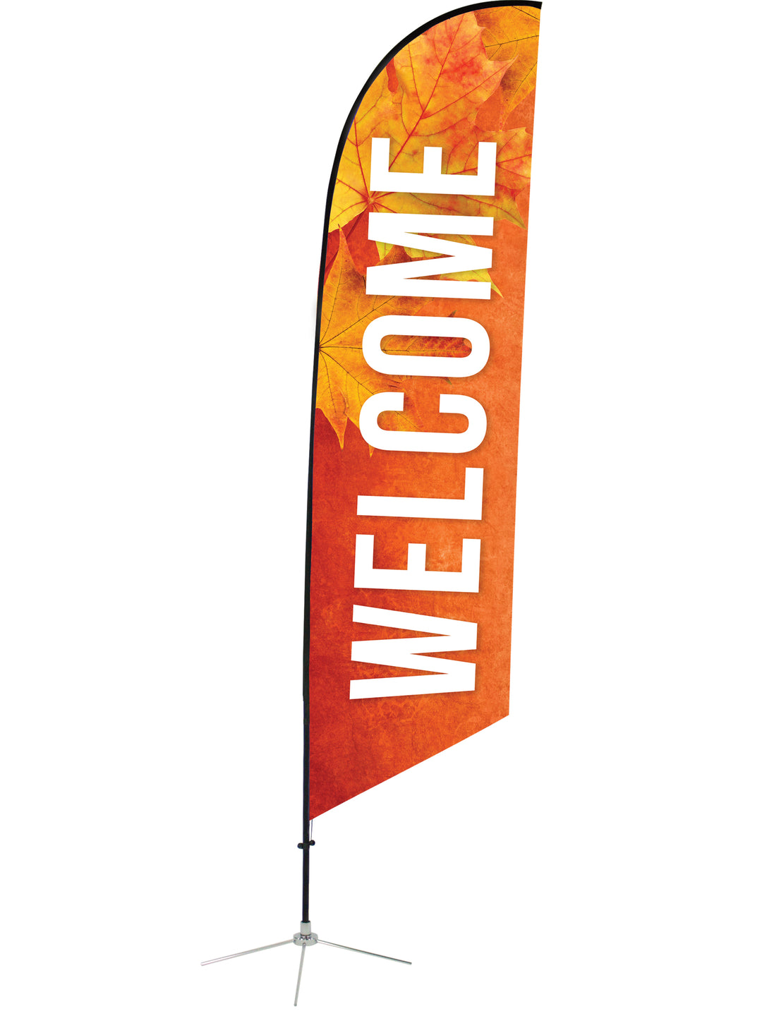 Welcome Angled Feather Flag Fall Leaf Design 16 with Autumn Hues Attention Feather Banner