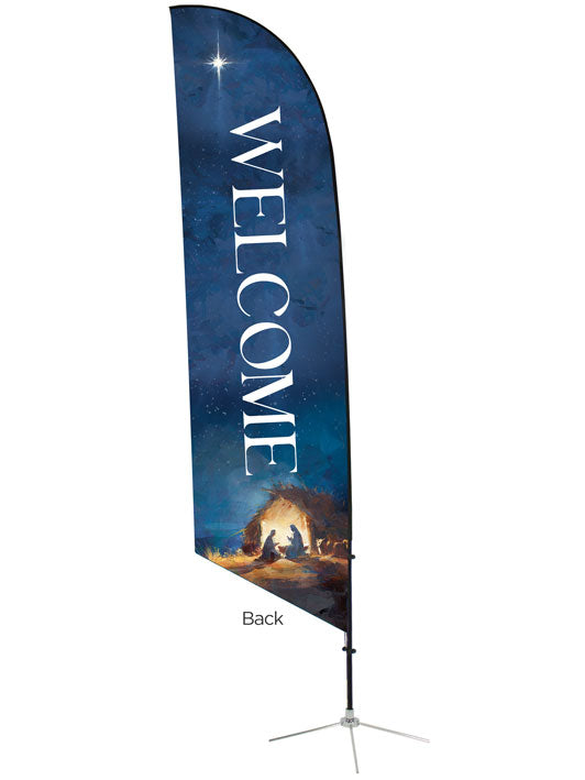 Welcome Heavenly Peace Christmas Angled Feather Flag