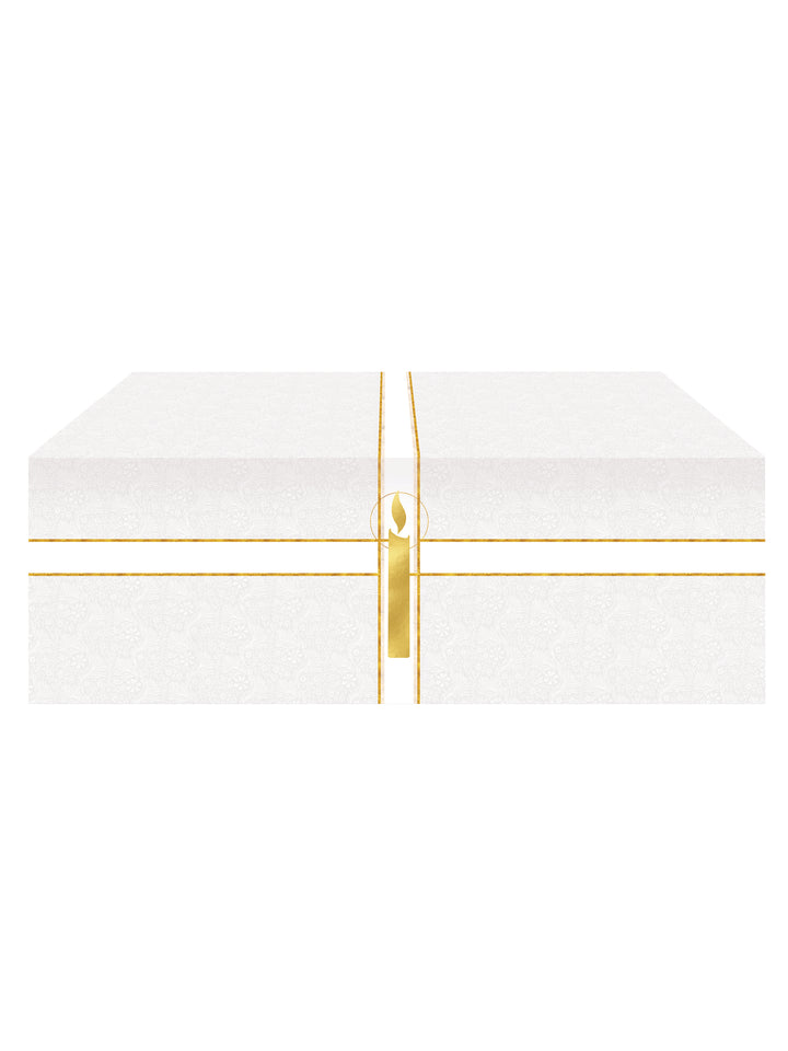 Altar Frontal Cloth Tapestries of Faith Design Candle Symbol in Gold on Blue, Green, Purple, Red, or White Banner