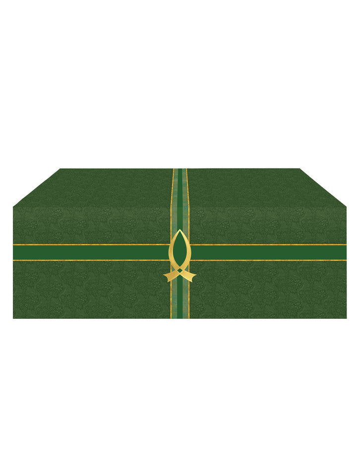 Altar Frontal Cloth Tapestries of Faith Design Fish Symbol in Gold on Blue, Green, Purple, Red, or White Banner