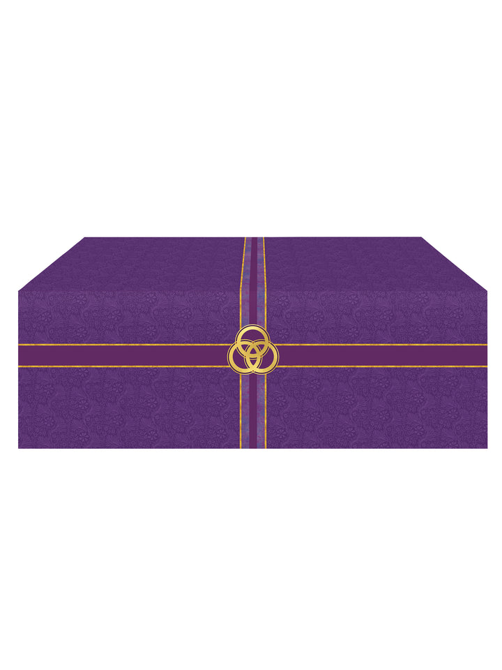 Altar Frontal Cloth Tapestries of Faith Design Trinity Symbol in Gold on Blue, Green, Purple, Red, or White Banner