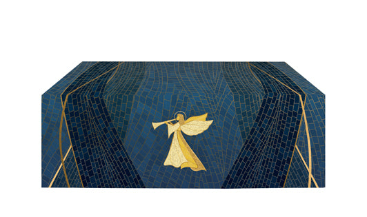 Altar Frontal Cloth Christmas Mosaic Design Angel Symbol in Gold on Blue, Green, Purple, Red, or White Banner