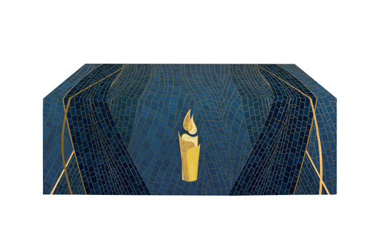 Altar Frontal Cloth Christmas Mosaic Design Candle Symbol in Gold on Blue, Green, Purple, Red, or White Banner