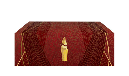 Altar Frontal Cloth Christmas Mosaic Design Candle Symbol in Gold on Blue, Green, Purple, Red, or White Banner