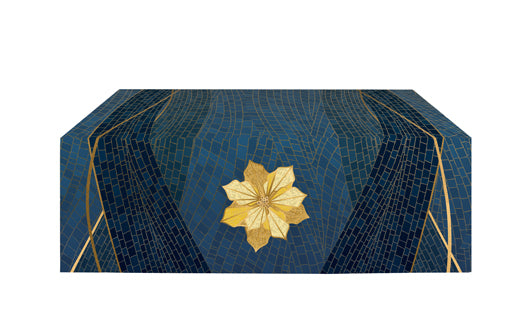 Altar Frontal Cloth Christmas Mosaic Design Poinsettia Symbol in Gold on Blue, Green, Purple, Red, or White Banner