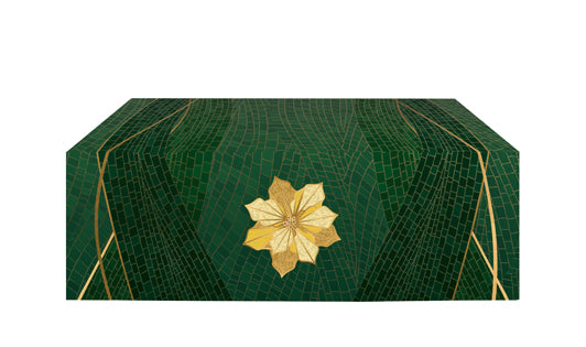 Altar Frontal Cloth Christmas Mosaic Design Poinsettia Symbol in Gold on Blue, Green, Purple, Red, or White Banner