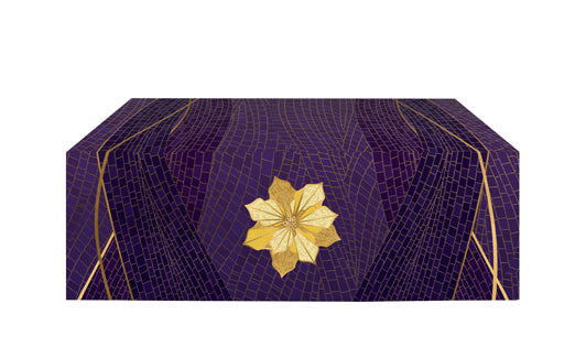 Altar Frontal Cloth Christmas Mosaic Design Poinsettia Symbol in Gold on Blue, Green, Purple, Red, or White Banner