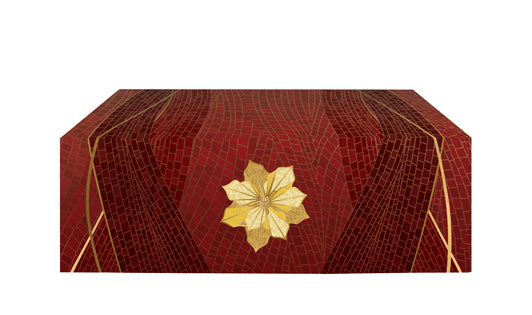 Altar Frontal Cloth Christmas Mosaic Design Poinsettia Symbol in Gold on Blue, Green, Purple, Red, or White Banner