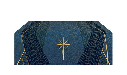 Altar Frontal Cloth Christmas Mosaic Design Star Symbol in Gold on Blue, Green, Purple, Red, or White Banner
