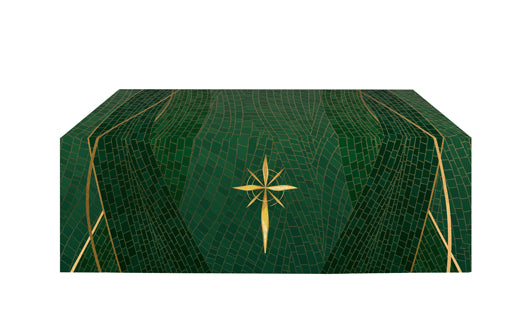 Altar Frontal Cloth Christmas Mosaic Design Star Symbol in Gold on Blue, Green, Purple, Red, or White Banner