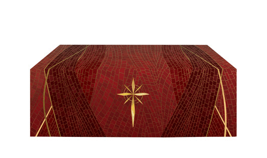 Altar Frontal Cloth Christmas Mosaic Design Star Symbol in Gold on Blue, Green, Purple, Red, or White Banner