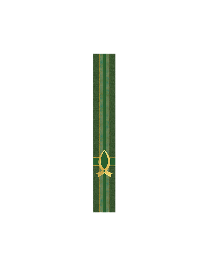 Bible Book Mark Tapestries of Faith Design Fish Symbol in Gold on Blue, Green, Purple, Red, or White Banner