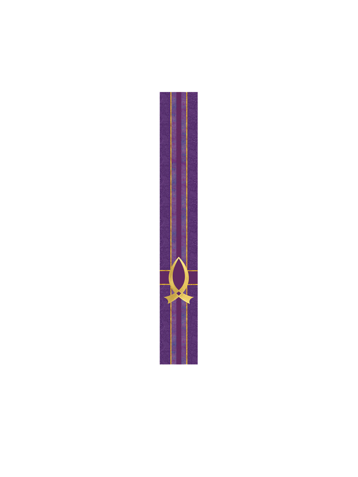 Bible Book Mark Tapestries of Faith Design Fish Symbol in Gold on Blue, Green, Purple, Red, or White Banner