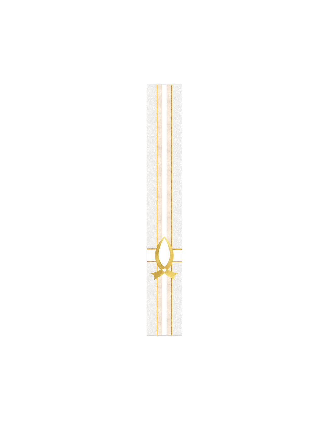 Bible Book Mark Tapestries of Faith Design Fish Symbol in Gold on Blue, Green, Purple, Red, or White Banner