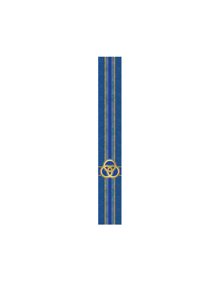 Bible Book Mark Tapestries of Faith Design Trinity Symbol in Gold on Blue, Green, Purple, Red, or White Banner