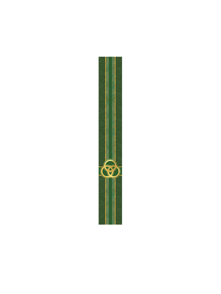 Bible Book Mark Tapestries of Faith Design Trinity Symbol in Gold on Blue, Green, Purple, Red, or White Banner