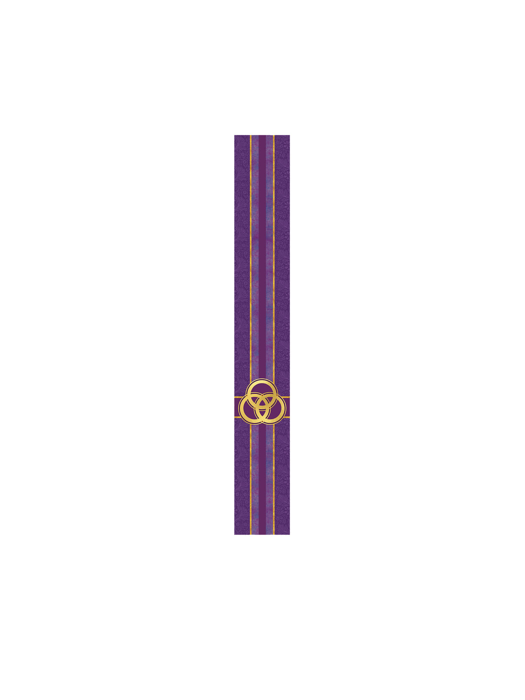 Bible Book Mark Tapestries of Faith Design Trinity Symbol in Gold on Blue, Green, Purple, Red, or White Banner