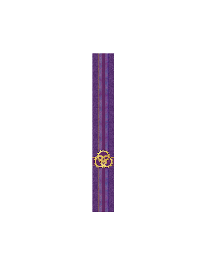 Bible Book Mark Tapestries of Faith Design Trinity Symbol in Gold on Blue, Green, Purple, Red, or White Banner