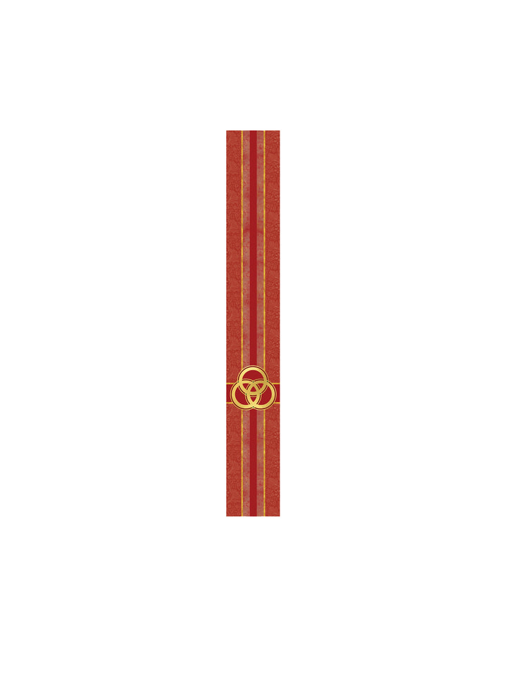 Bible Book Mark Tapestries of Faith Design Trinity Symbol in Gold on Blue, Green, Purple, Red, or White Banner