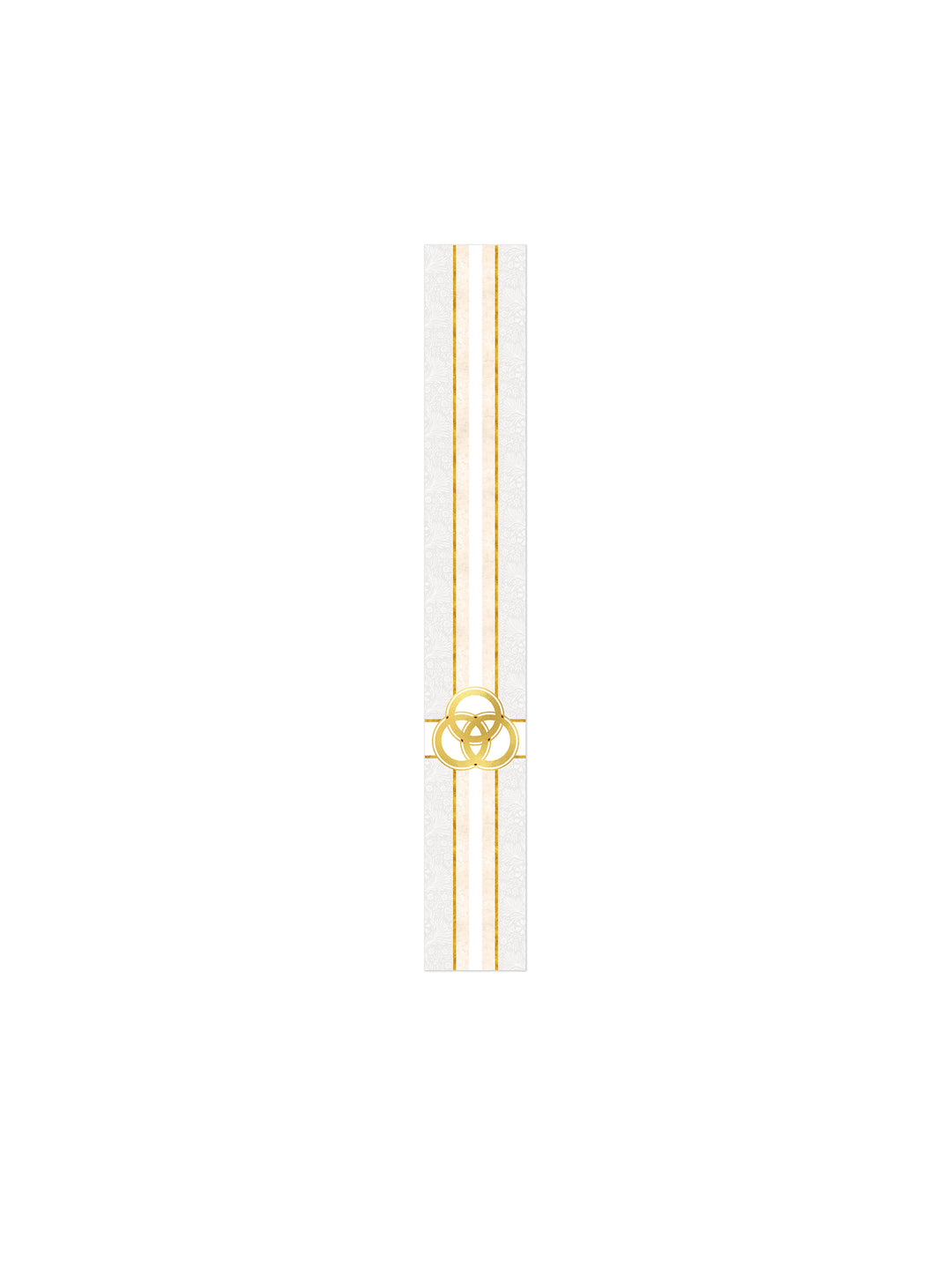 Bible Book Mark Tapestries of Faith Design Trinity Symbol in Gold on Blue, Green, Purple, Red, or White Banner
