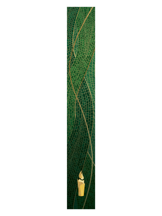 Bible Book Mark Christmas Mosaic Design Candle Symbol in Gold on Blue, Green, Purple, Red, or White Banner