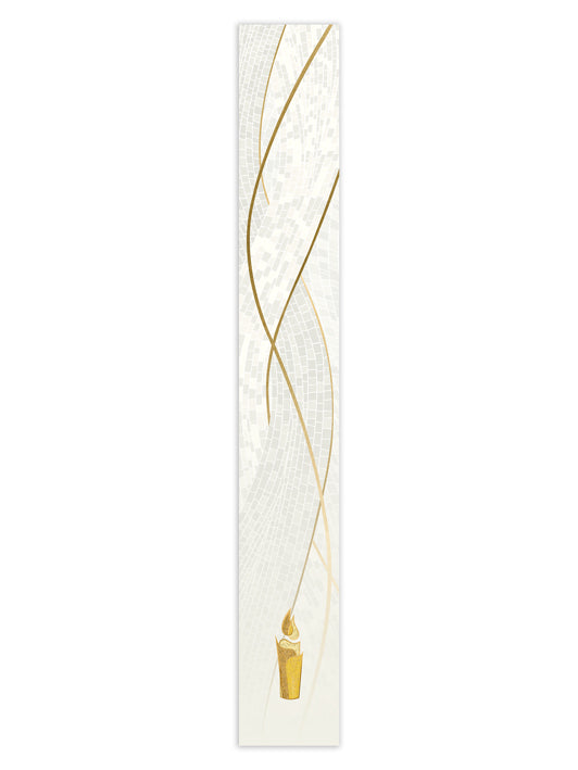 Bible Book Mark Christmas Mosaic Design Candle Symbol in Gold on Blue, Green, Purple, Red, or White Banner