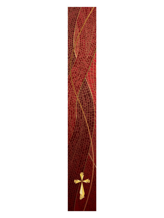 Bible Book Mark Christmas Mosaic Design Cross Symbol in Gold on Blue, Green, Purple, Red, or White Banner