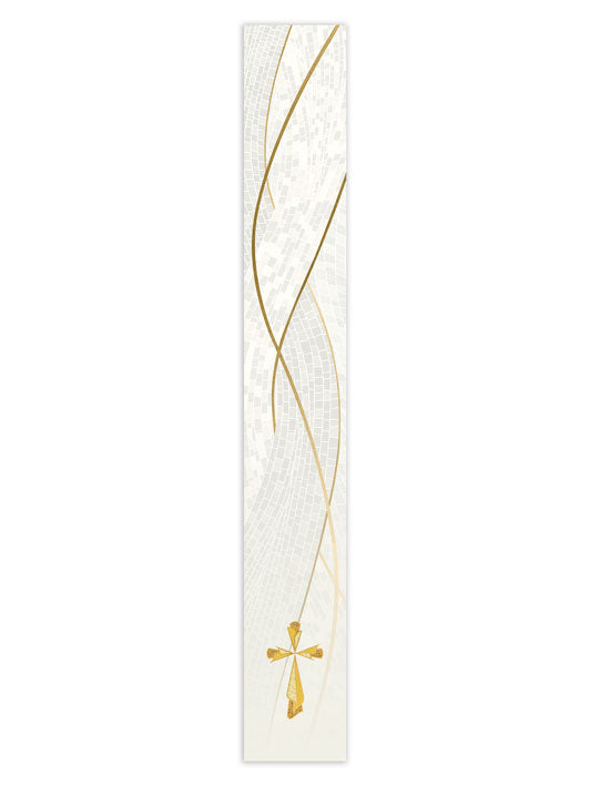 Bible Book Mark Christmas Mosaic Design Cross Symbol in Gold on Blue, Green, Purple, Red, or White Banner