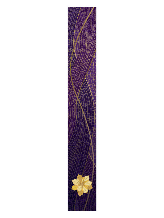 Bible Book Mark Christmas Mosaic Design Poinsettia Symbol in Gold on Blue, Green, Purple, Red, or White Banner