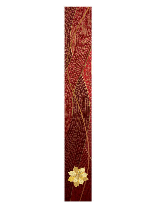 Bible Book Mark Christmas Mosaic Design Poinsettia Symbol in Gold on Blue, Green, Purple, Red, or White Banner