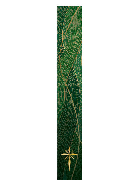 Bible Book Mark Christmas Mosaic Design Star Symbol in Gold on Blue, Green, Purple, Red, or White Banner