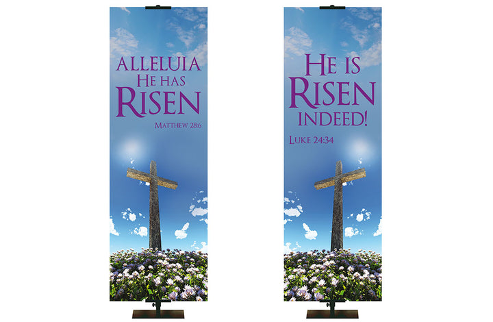 Contemporary Easter Alleluia He Has Risen Matthew 28:6 and He Is Risen Indeed! Luke 24:34 2x6 format