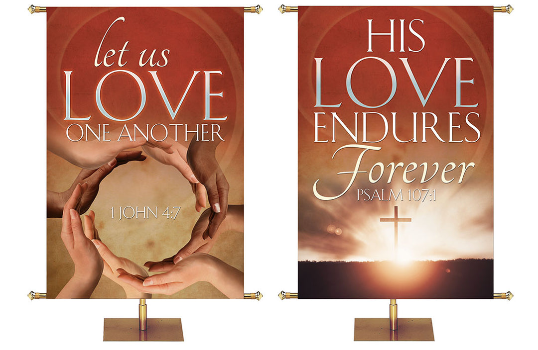Expressions of Love Let Us Love One Another 1 John 4:7 and His Love Endures Forever Psalm 107:1 4x6 format