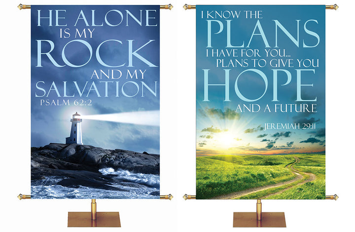 Words of Hope He Alone is My Rock And My Salvation Psalm 62:2 and I Know the Plans I Have For You Jeremiah 29:11 4x6 format