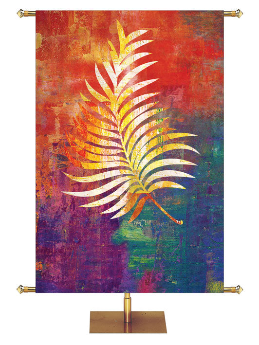 Multicolor Palm Symbol Banner 4x6 format Brush Strokes of Easter