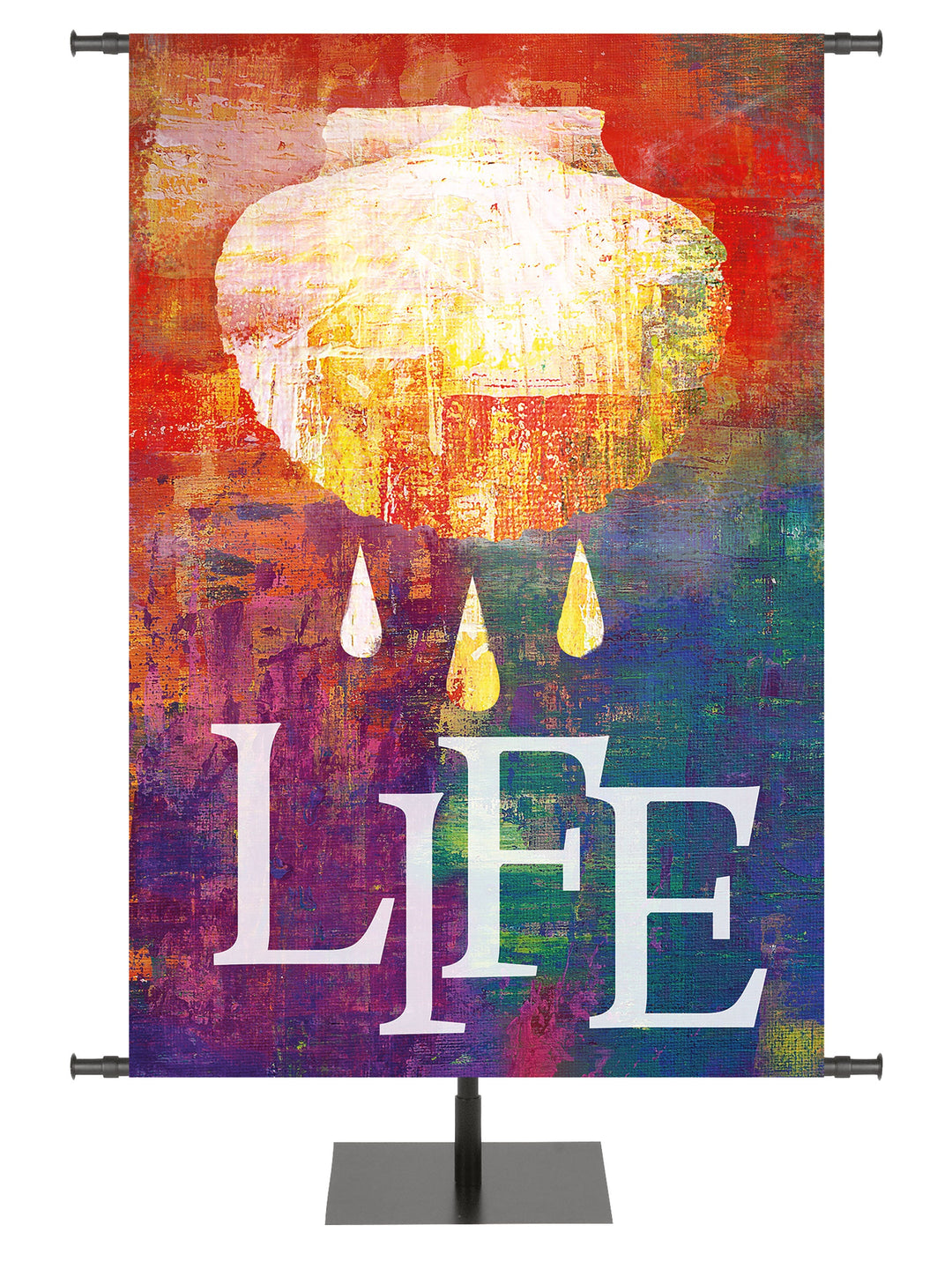 Brush Strokes of Faith Baptism and Life Overstock Clearance Banner 3X5 Multicolor
