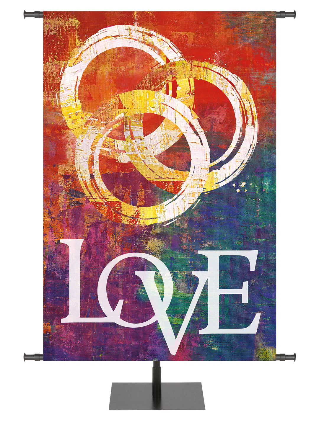 Overstock Brush Strokes of Faith Trinity and Love (5 ft x 7 ft, Multicolor, Pole Hems)