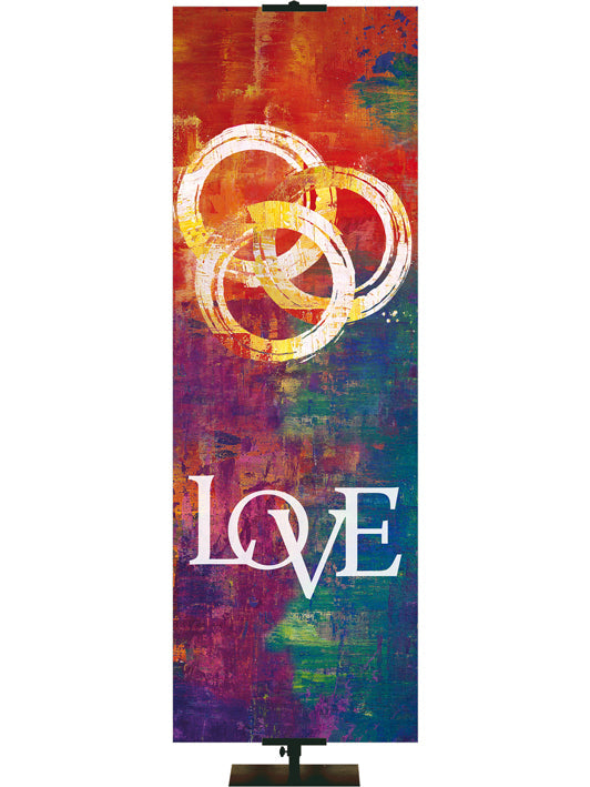Irregular Brush Strokes of Faith Trinity and Love (18 in x 5 ft, Multicolor, Pole Hems)
