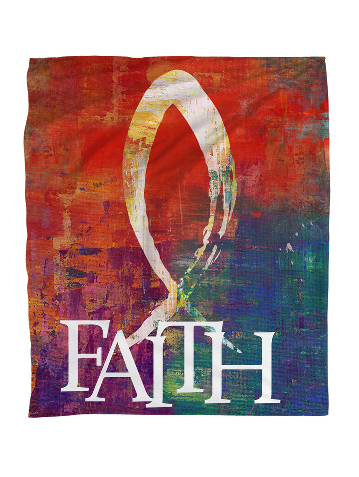 Brush Strokes of Faith Fish Faith Blanket Throw