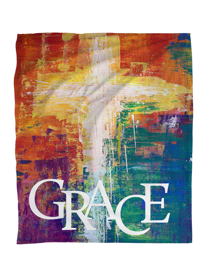 Brush Strokes of Faith Cross and Grace Faith Blanket Throw