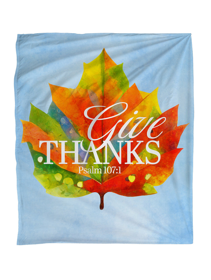 Give Thanks Multi Color Leaf Faith Blanket Throw