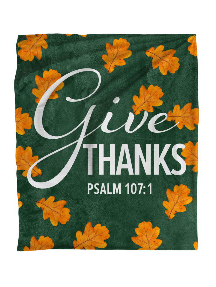 Give Thanks Falling Leaves Faith Blanket Throw